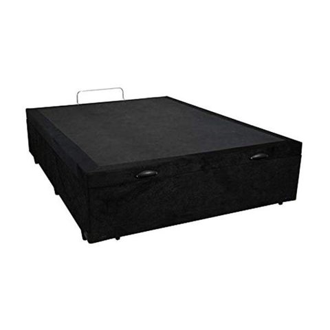 Cama Box Baú Viúva Suede Preta - 39x128x188
