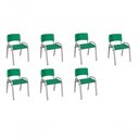 Ver imagem 1 de Kit 7 Cadeira Iso Infantil Creche, Base Cinza Verde Escuro