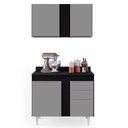 Ver imagem 3 de Kit Armário Aéreo e Balcão de Cozinha Lavanderia Aurora com Tampo 100 cm - D’Rossi Preto e Ci
