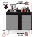 Ver imagem 5 de Kit Armário Aéreo e Balcão de Cozinha Lavanderia Aurora com Tampo 100 cm - D’Rossi Preto e Ci