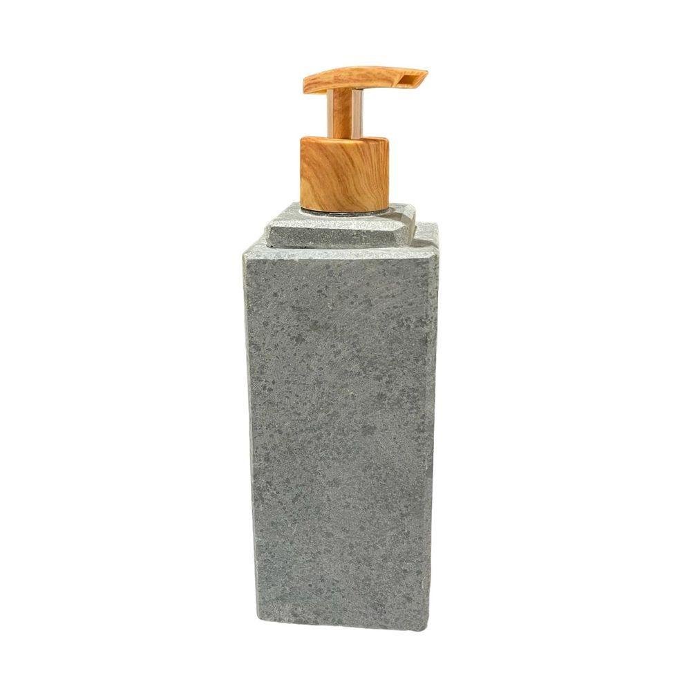 Porta Sabonete Líquido Dispenser em Pedra Amadeirado 22x7cm - 1
