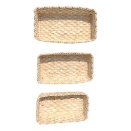 Kit com 3 Cestas de Pão Organizador Palha de Milho - 6