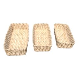 Kit com 3 Cestas de Pão Organizador Palha de Milho - 2