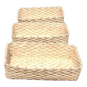 Kit com 3 Cestas de Pão Organizador Palha de Milho