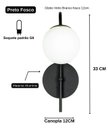 Ver imagem 3 de Kit 2 Arandelas Luminária Ignis Globo 12 Cm Moderno Preto 001