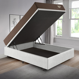 Cama Box com Baú 138x188 com Colchão Casal Relax Adorabile Molas Ensacadas Ecoflex Courino Linho - 3