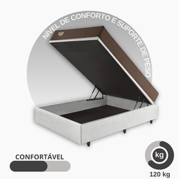 Cama Box com Baú 138x188 com Colchão Casal Relax Adorabile Molas Ensacadas Ecoflex Courino Linho - 6