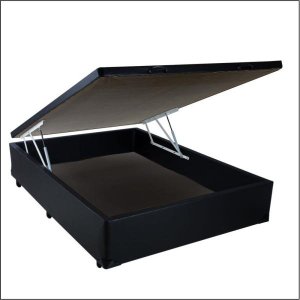 Cama Box Baú Viúva Sintético Preta - 39x128x188