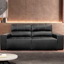 Ver imagem 2 de Sofá de Couro 2 Lugares Alabama 250cm Usb M06 Cor Preto 450 - Doce Sonho Móveis