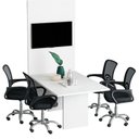 Ver imagem 1 de Mesa de Reunião Retangular Mesa de Reunião para Escritório com Painel Moderno sem Gavetas MDF-MDP