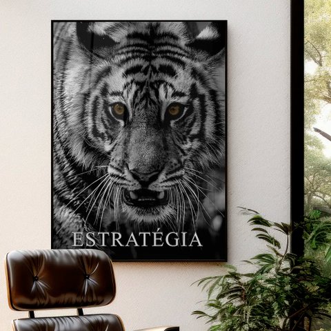 Quadro Motivacional Estratégia em Moldura Caixa Tacolado Moldura Trad 1cm Madeira Escura sem Vidro 3