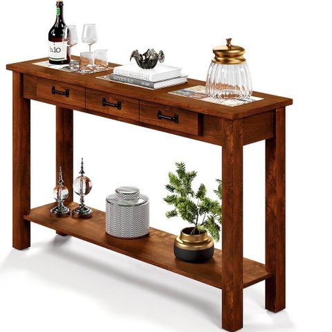 Aparador Buffet com Cerâmica 01 Gaveta 145cm W02 New Rústico Madeira Maciça Imbuia - Lyam Decor