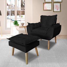 Kit Decorativo Poltrona Opala + Puff Opala Suede - Estofados Carolina - 1