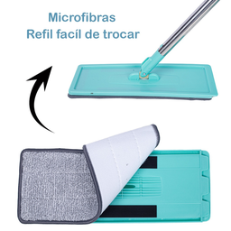 Flat Mop Com balde Rodo Lava e Seca Limpeza Casa Com Refil:Verde - 6
