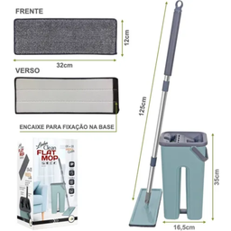 Flat Mop Com balde Rodo Lava e Seca Limpeza Casa Com Refil:Verde - 2