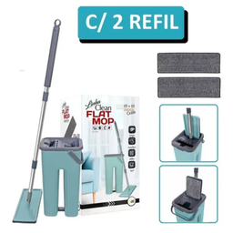 Flat Mop Com balde Rodo Lava e Seca Limpeza Casa Com Refil:Verde - 3