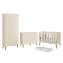 Ver imagem 1 de Dormitório Completo Infantil Theo 2 Portas, Cômoda 6 Gavetas, Berço Areia Fosco com Pés