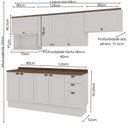 Ver imagem 4 de Cozinha Modulada Completa 6 Peças 100% Mdf Americana Provençal com Tampo e Rodapé Iluminata