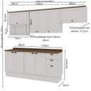 Ver imagem 4 de Cozinha Modulada Completa 6 Peças 100% MDF Americana Provençal com Tampo e Rodapé Iluminata Branco/É