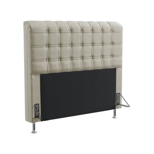 Cabeceira Dama 160 Para Cama Queen Couro Artificial Bege Aradecor