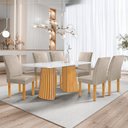 Ver imagem 1 de Conjunto Mesa Stella Ripada 170cm com 6 Cadeiras Canela Tampo Smart Plus com Vidro