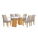 Ver imagem 2 de Conjunto Mesa Stella Ripada 170cm com 6 Cadeiras Canela Tampo Smart Plus com Vidro