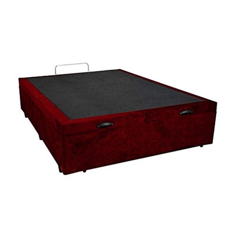 Base Box Baú Casal Suede Vinho - 39x138x188