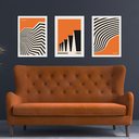 Ver imagem 2 de Kit 3 Quadros Artes Bauhaus Laranja e Preto 45x34cm - com Vidro:moldura Preta