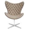 Kit 2 Poltrona Egg Slim Capitonê Encapado Suede Marrom Claro Base Giratória Alumínio - 2
