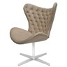 Kit 2 Poltrona Egg Slim Capitonê Encapado Suede Marrom Claro Base Giratória Alumínio - 3