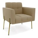 Ver imagem 1 de Poltrona Pé de Ferro Dourado para Sala Elisa Suede Marrom Rato D03 - D'Rossi