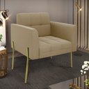 Ver imagem 2 de Poltrona Pé de Ferro Dourado para Sala Elisa Suede Marrom Rato D03 - D'Rossi
