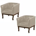 Ver imagem 1 de Kit 2 Poltronas Decorativa Noah Couro Bege 66 Fosco
