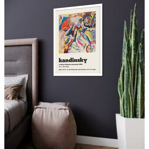 Quadro Decorativo Abstrato Poster Kandinsky - 70x50cm:moldura Branca