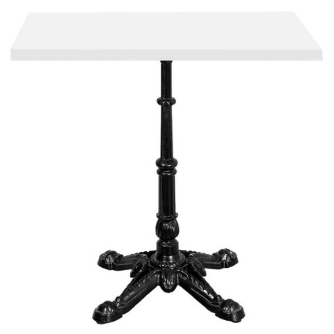 Base de Mesa Apus em Ferro Preto 75 Cm (alt) Tampo Mdp Quadrado Branco 60cm (larg) X 2,5 Cm (alt)