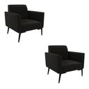 Ver imagem 1 de Kit 2 Poltronas Pés Villach Marisa Suede Preto D03 - D'Rossi