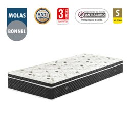 Cama Box Solteiro Colchão Molas Bonnel + Box Co. Sintético Preta 62x88x188 - 3
