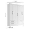 Guarda Roupas Casal Porto Rico Tuboarte 6 Portas 100% em Mdf Branco - 2