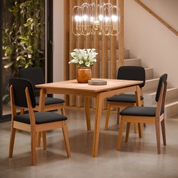 Conjunto Mesa de Jantar Paris 1.2 Nature com 4 Cadeiras Paris Nature/preto – Tebarrot Móveis - 1 Conjunto Mesa de Jantar Paris 1.2 Nature com 4 Cadeiras Paris Nature/preto – Tebarrot Móveis - 1
