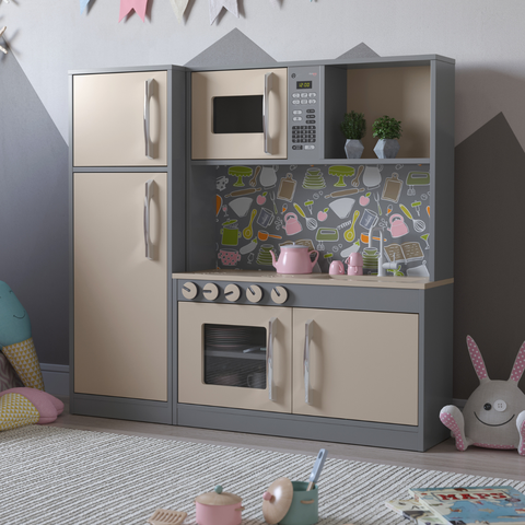 Cozinha Infantil com Refrigerador México Cinza