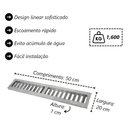 Ver imagem 6 de Kit 2 Ralo Grelha Linear Caixilho em Alumínio Polido 20x50cm