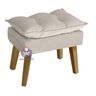 Kit 02 Poltrona/cadeira Decorativa e Puff Glamour com Pés Quadrado Bege - 5