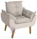 Ver imagem 4 de Kit 02 Poltrona/cadeira Decorativa e Puff Glamour com Pés Quadrado Bege
