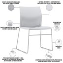 Ver imagem 2 de Kit 04 Cadeiras Empilhável Fixa Link F02 Base Aço Cinza Branco - Lyam Decor
