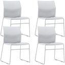 Ver imagem 1 de Kit 04 Cadeiras Empilhável Fixa Link F02 Base Aço Cinza Branco - Lyam Decor