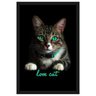 Quadro de Gato Decorativo com Moldura Preta e Frase Amo Gato 40x60cm - 1