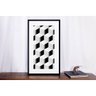 Quadro com Moldura Preta Desenho Geométrico Quadrados em Preto e Branco 50x90cm - 4