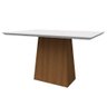 Mesa De Jantar Tampo Vidro 120 Cm Off White Base Imbuia - 1