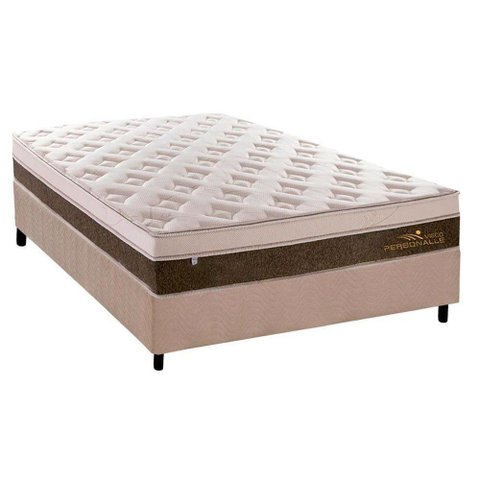 Cama Box Casal: Colchão Molas Plumatex MasterPocket Ensacadas Personalle + Base CRC Suede Clean(