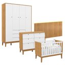 Ver imagem 1 de Quarto de Bebê Unique 4 Portas com Cômoda 6 Gavetas e Painel Farm com Led Freijó Branco Soft Eco Woo